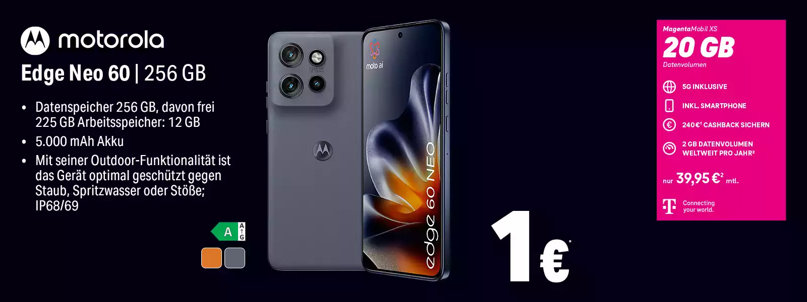 Motorola Edge Neo 60 256 GB Smartphone-Angebot mit 20 GB 5G Tarif